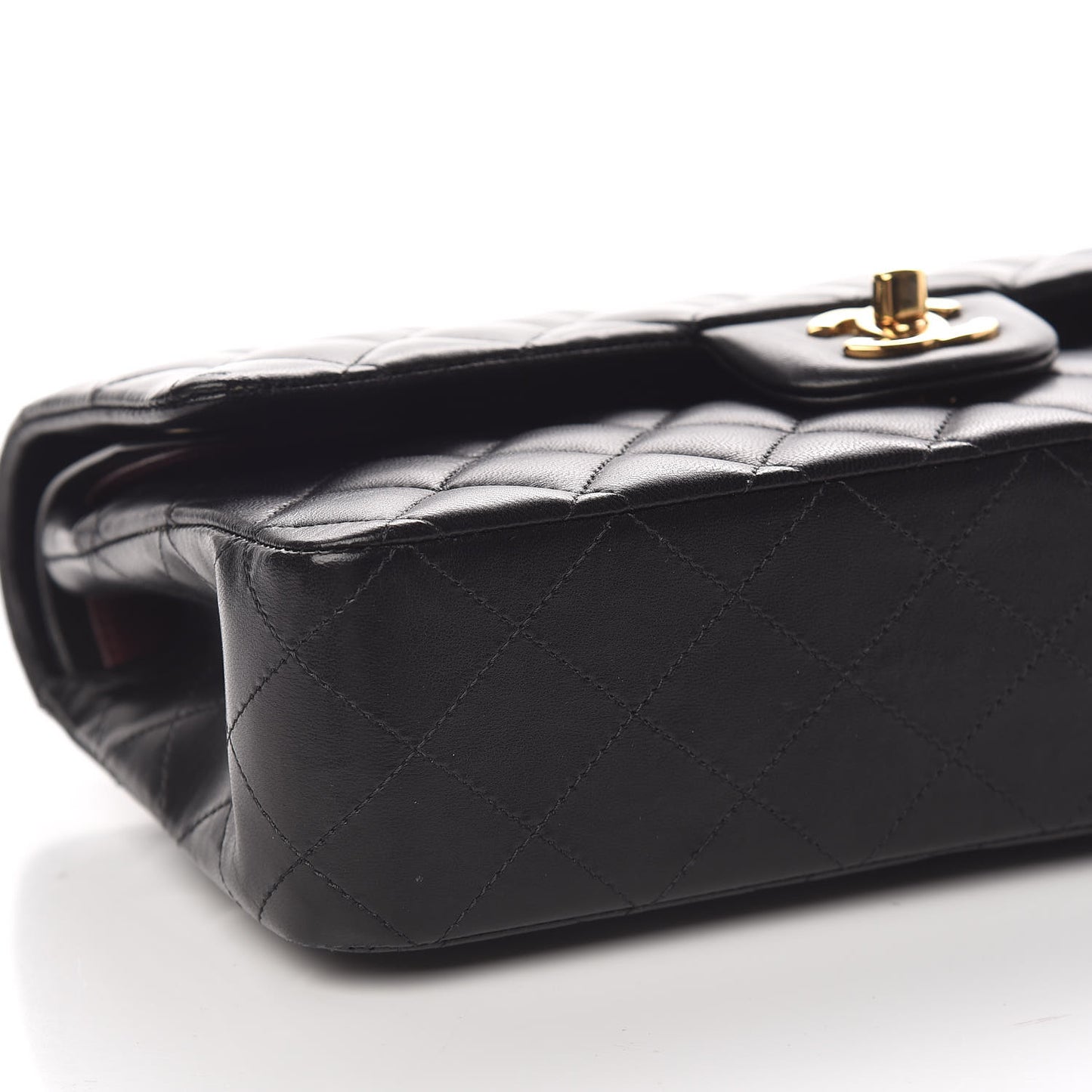 Lambskin Quilted Medium Double Flap Black