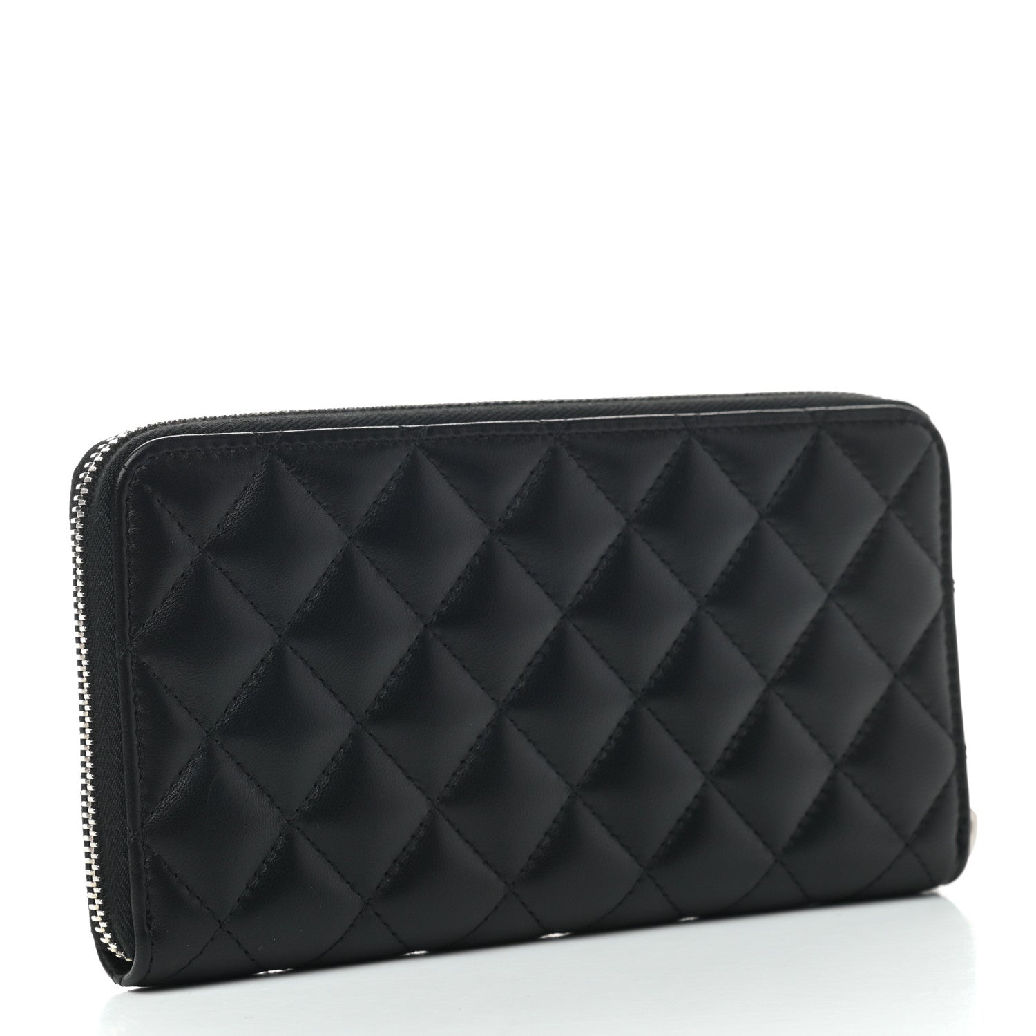 Chanel Lambskin Quilted Large Gusset Zip Around Wallet Black 3 of 7