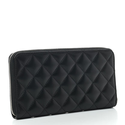 Chanel Lambskin Quilted Large Gusset Zip Around Wallet Black 3 of 7