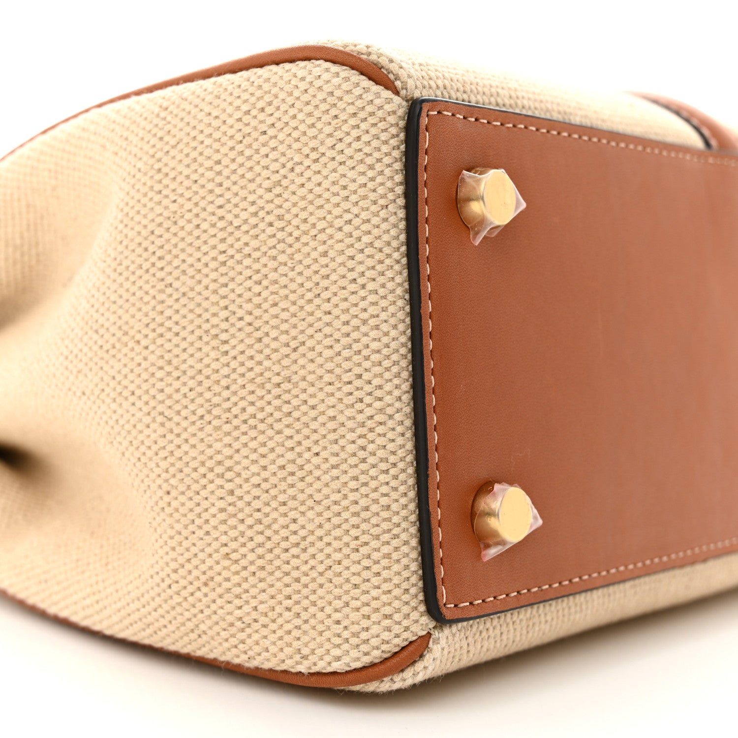 Celine Canvas Calfskin Small 16 Top Handle Bag Natural Tan 9 of 10