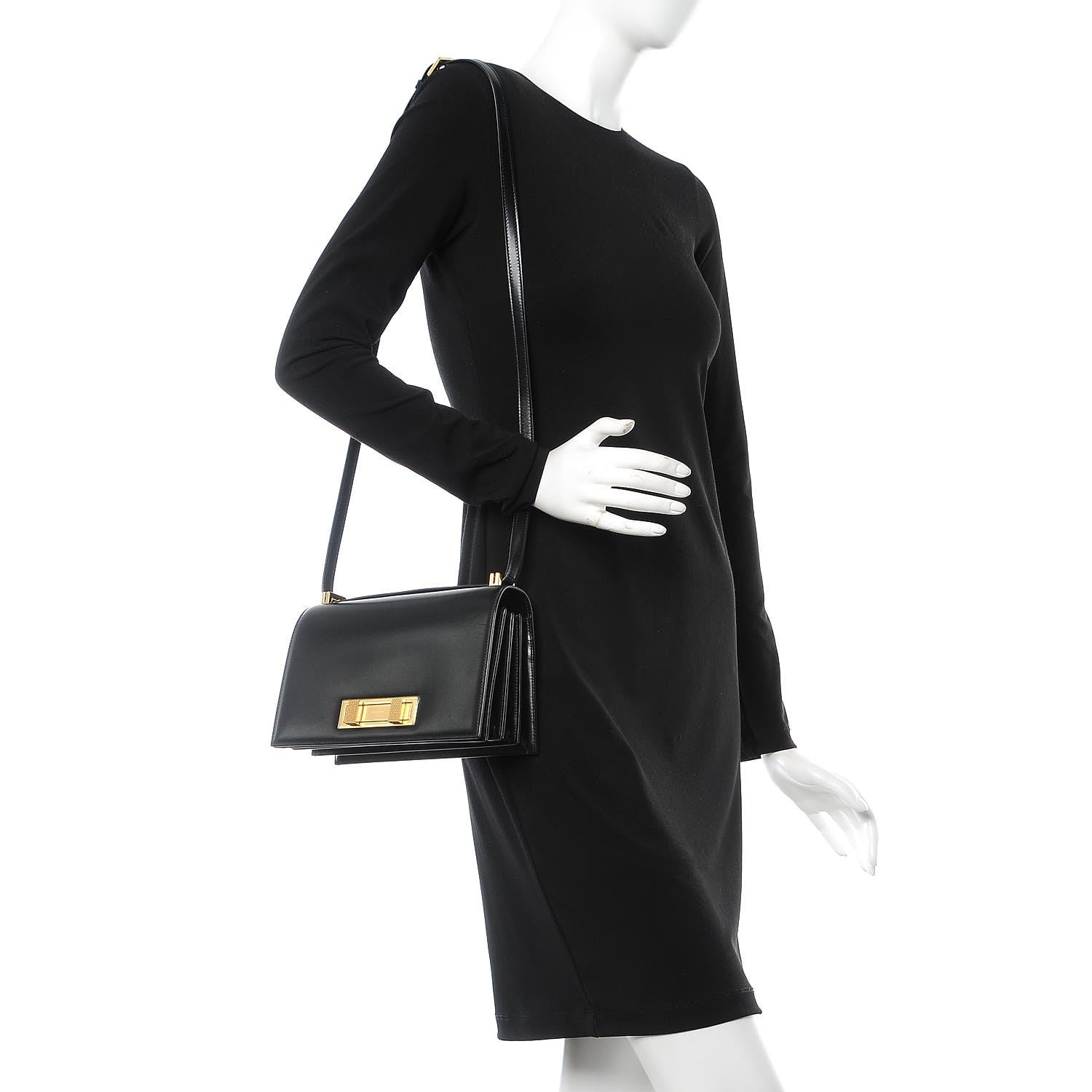 Saint Laurent Smooth Calfskin Medium Domino Shoulder Bag Black 2 of 7