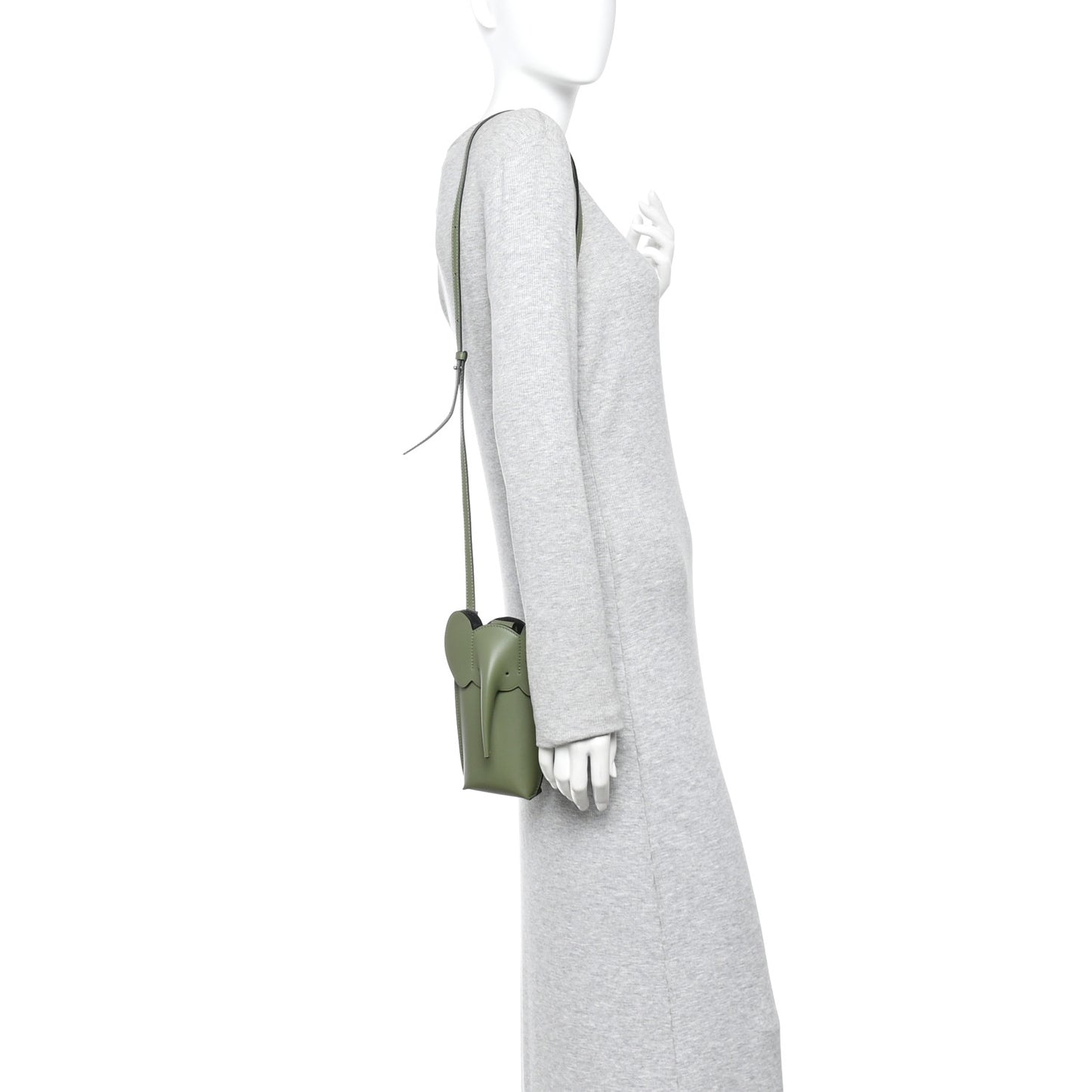 Calfskin Elephant Pouch Crossbody Bag Avocado