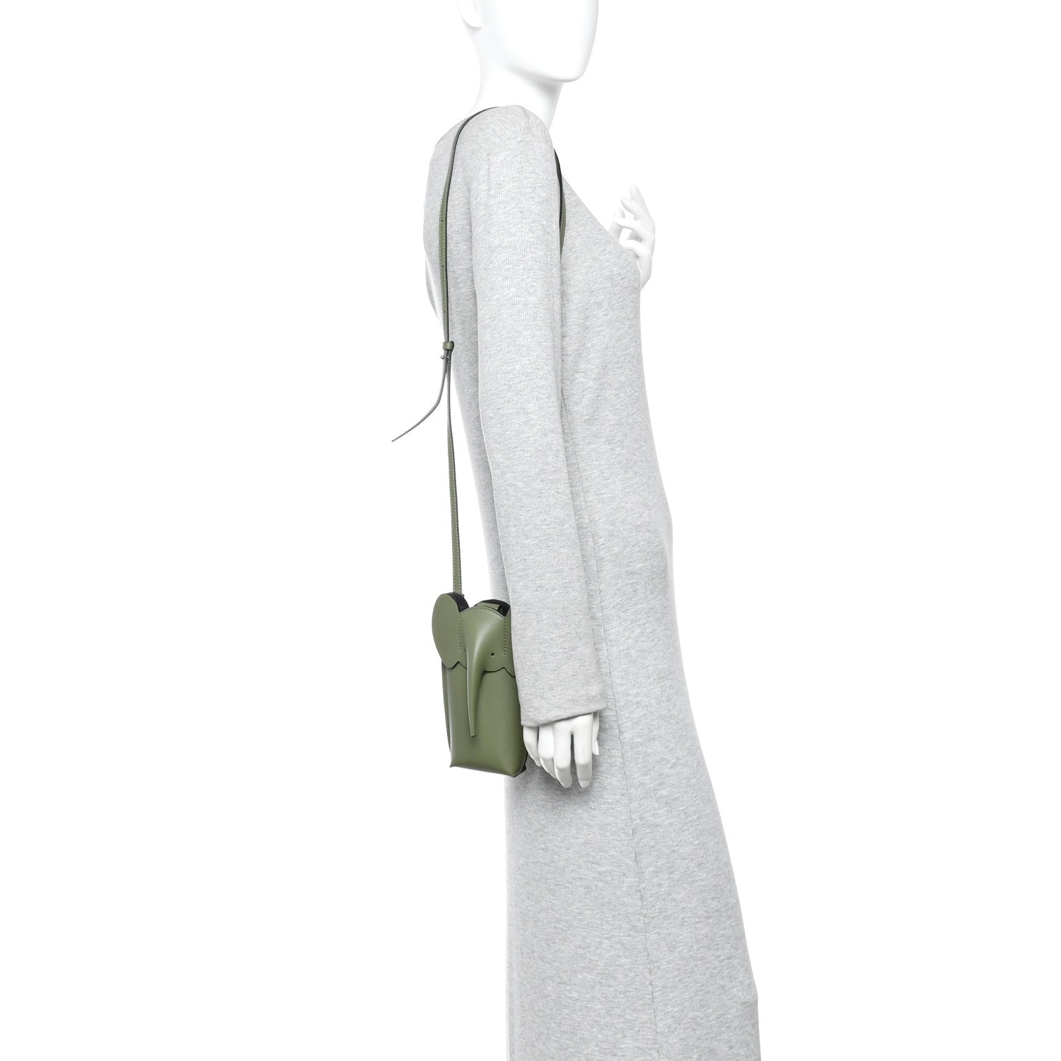 Loewe Calfskin Elephant Pouch Crossbody Bag Avocado 2 of 11