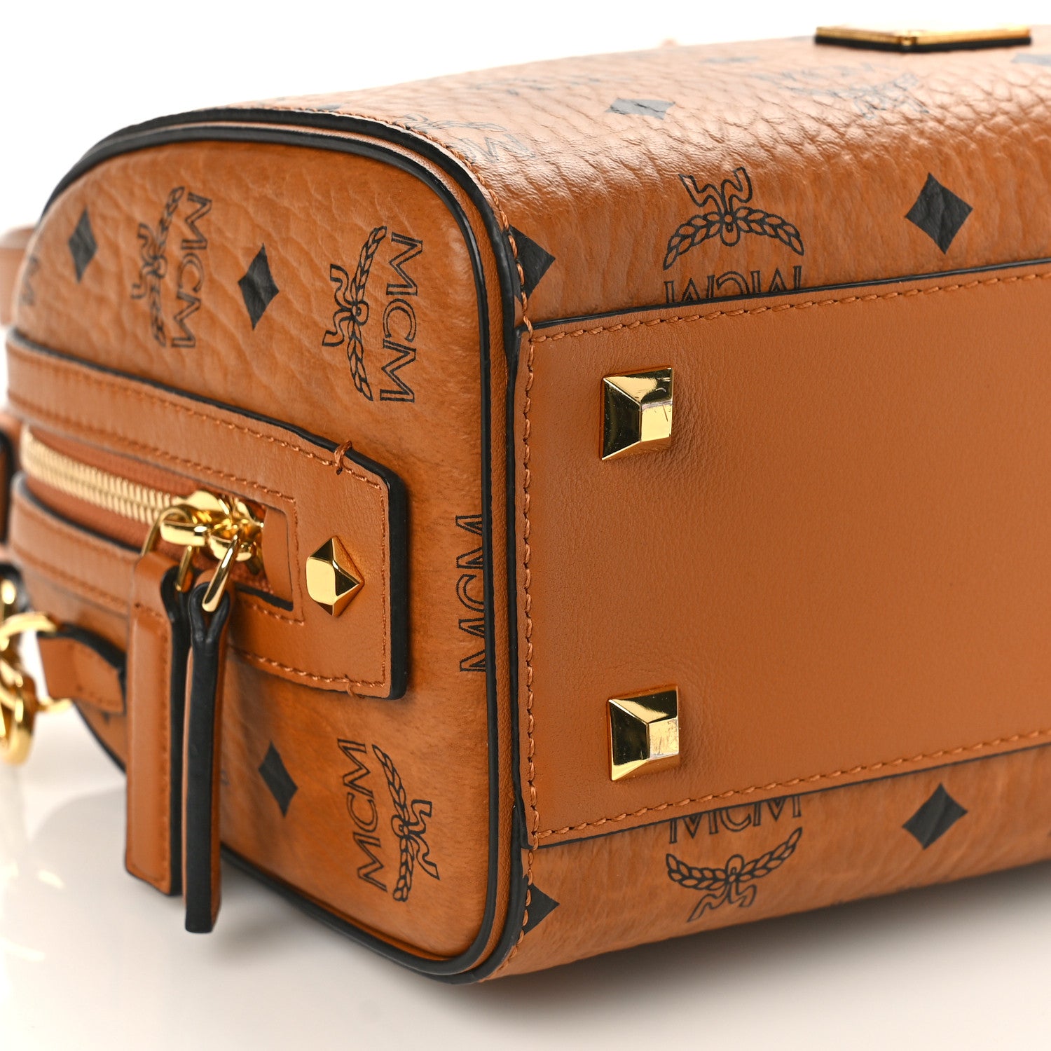 MCM Visetos Small Essential Boston Bag Cognac 7 of 8