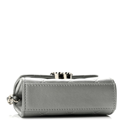 Chanel Metallic Lambskin Quilted Mini Chain CC Top Handle Clutch With Chain Silver 3 of 11