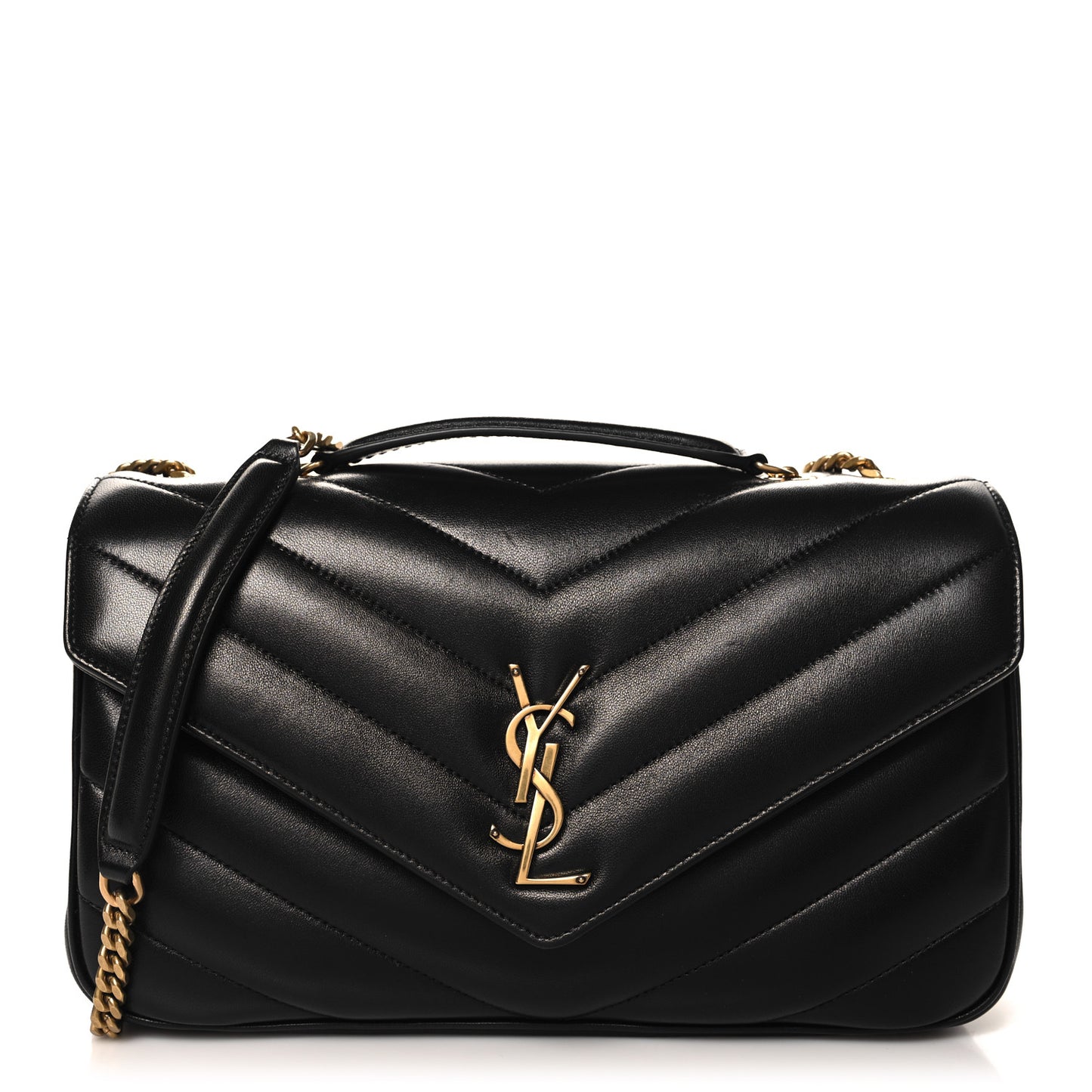 Lambskin Chevron Quilted Medium Loulou Black