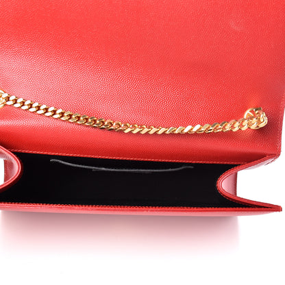 Saint Laurent Grain De Poudre Medium Monogram Kate Satchel Red 7 of 13