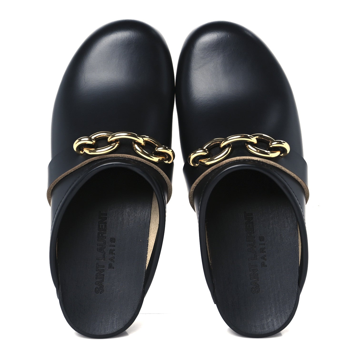 Saint Laurent Smooth Calfskin Le Maillon Clogs 37 Black 2 of 9