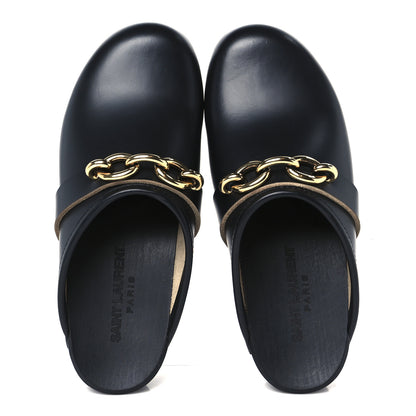 Saint Laurent Smooth Calfskin Le Maillon Clogs 37 Black 2 of 9