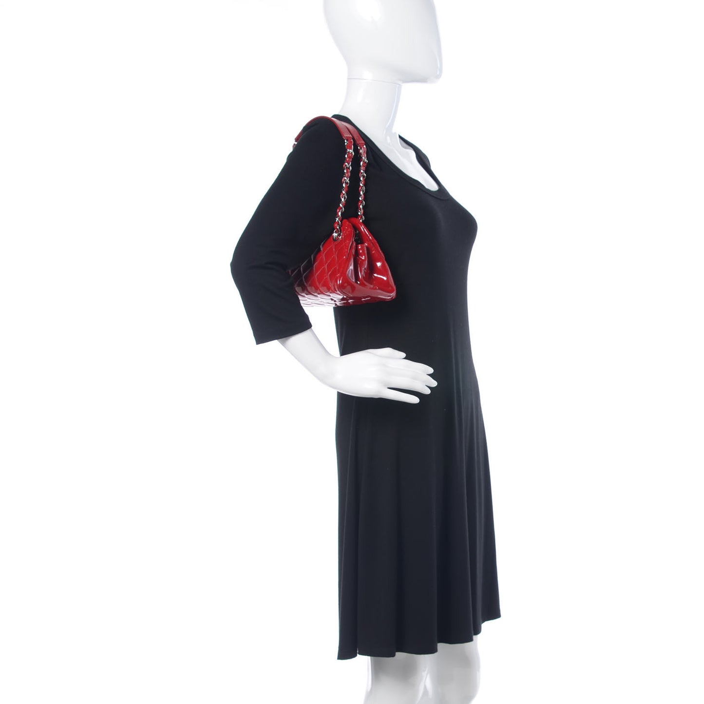 Patent Quilted Small Just Mademoiselle Bowling Bag Red