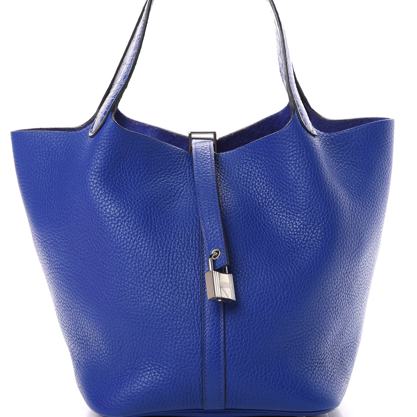 Taurillon Clemence Matte Alligator Picotin Lock Touch 22 MM Bleu Electrique