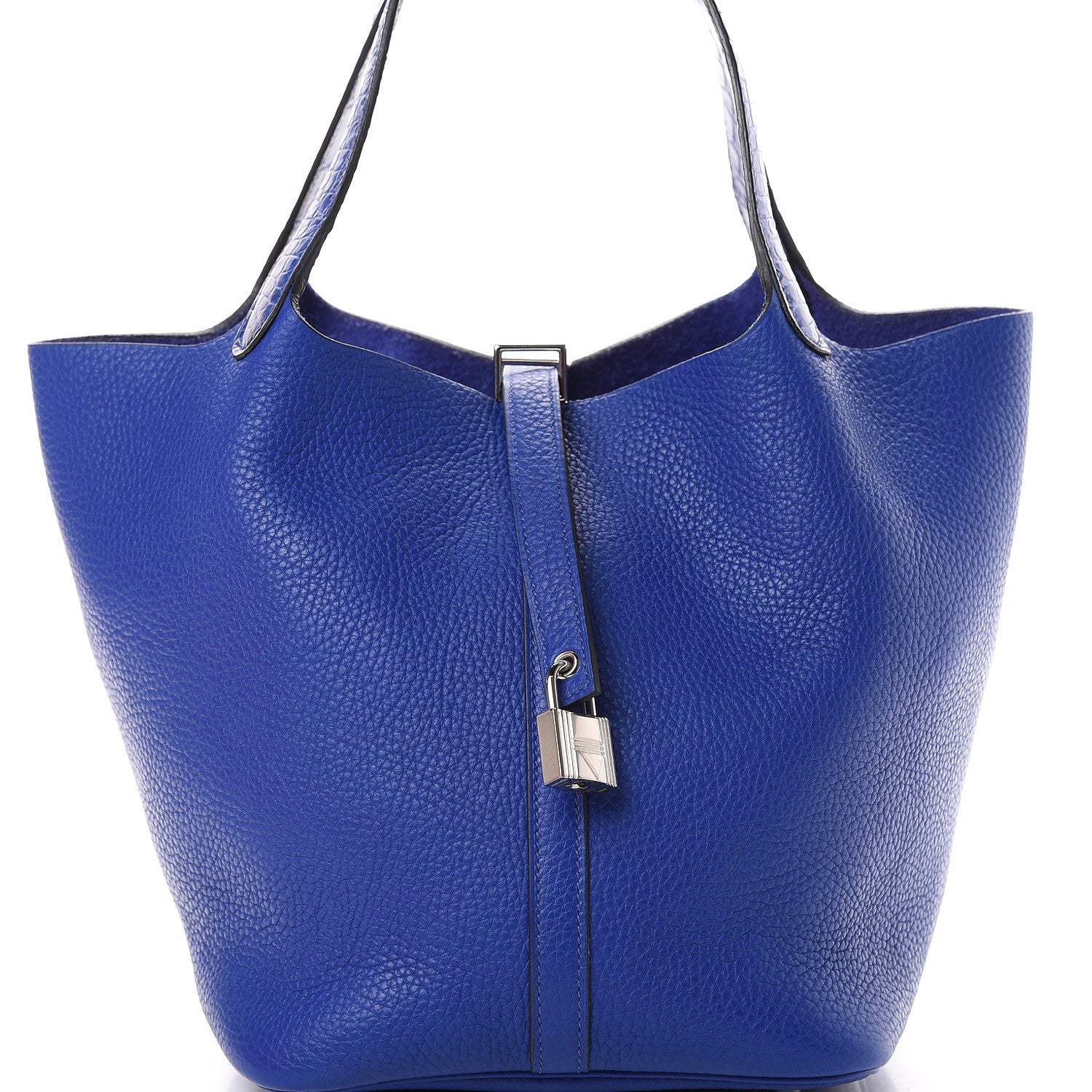Hermes Taurillon Clemence Matte Alligator Picotin Lock Touch 22 MM Bleu Electrique 7 of 11