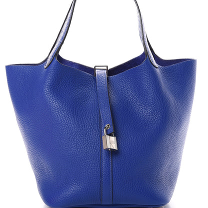 Hermes Taurillon Clemence Matte Alligator Picotin Lock Touch 22 MM Bleu Electrique 7 of 11