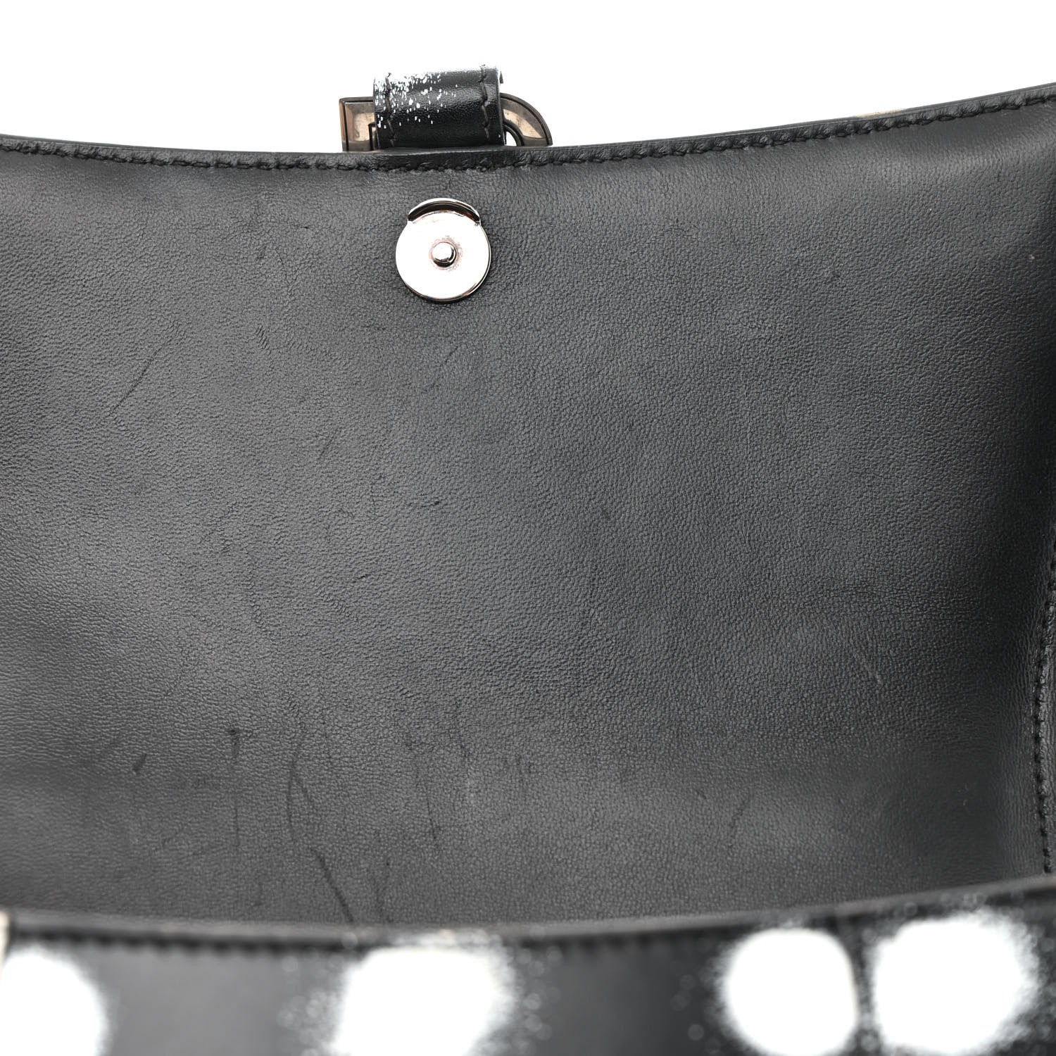 Balenciaga Smooth Calfskin Spray Polka Dot Small Hourglass Top Handle Bag Black White 11 of 13