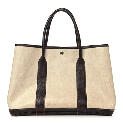 Hermes Buffle Skipper Toile Garden Party 36 MM Tote Marron Fonce 1 of 11
