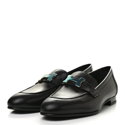 Hermes Goatskin Womens Paris Loafers 37 Black 3 of 8