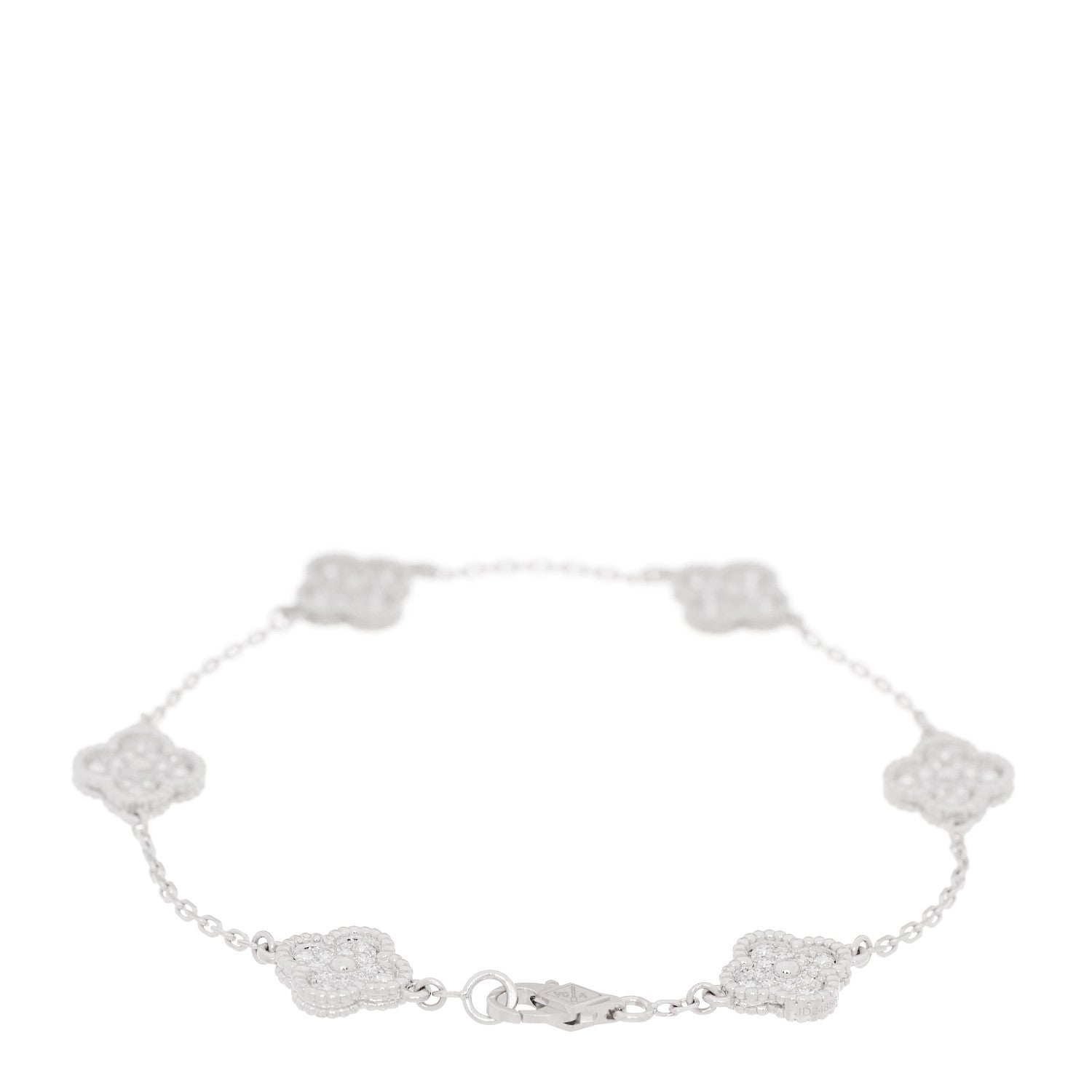 Van Cleef & Arpels 18K White Gold Diamond 6 Motifs Sweet Alhambra Bracelet 3 of 7