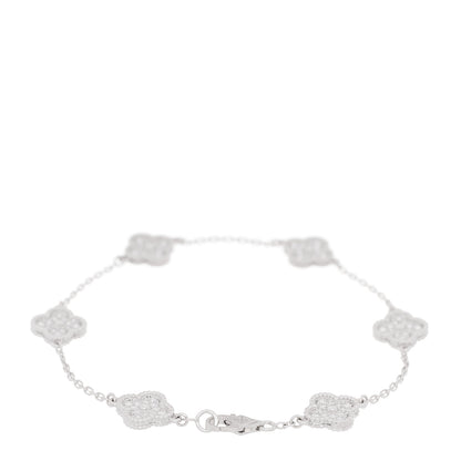 Van Cleef & Arpels 18K White Gold Diamond 6 Motifs Sweet Alhambra Bracelet 3 of 6
