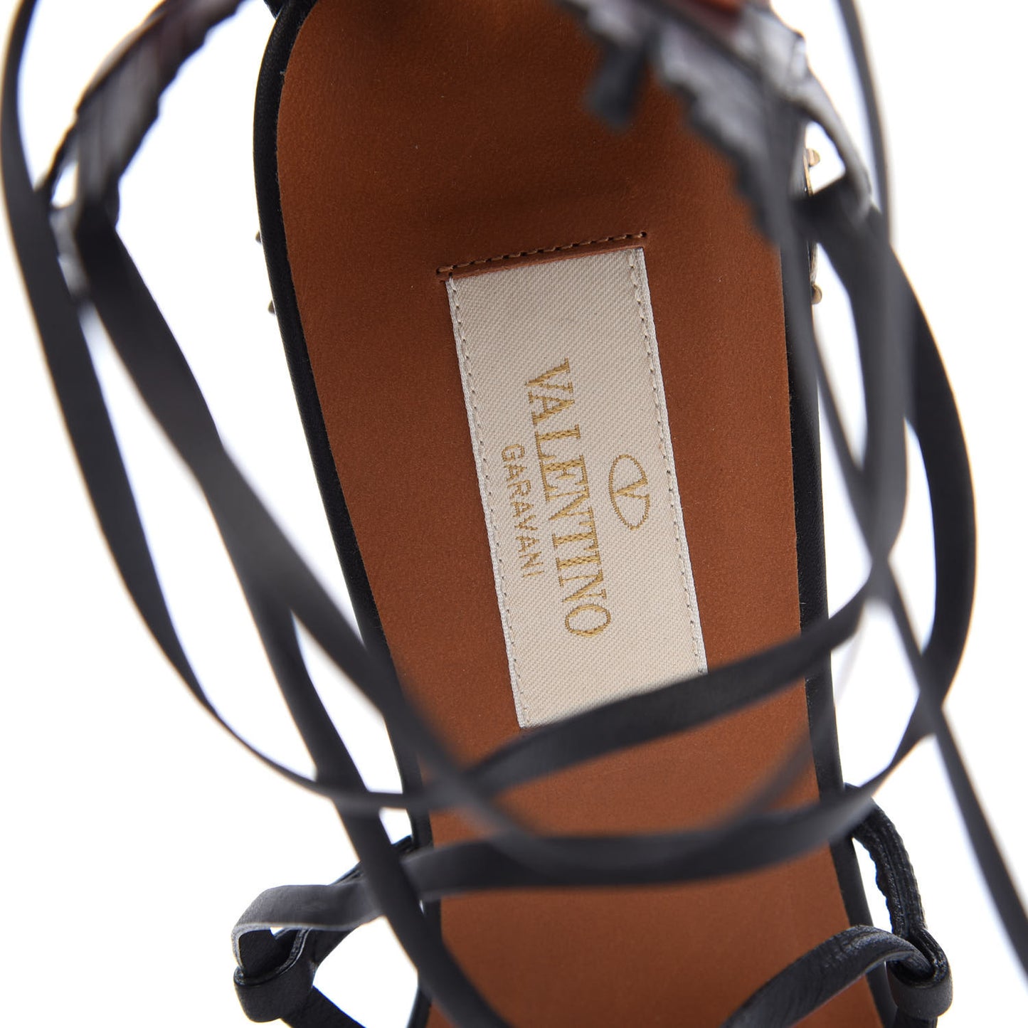 Calfskin Mask Embossed Gladiator Sandals 36.5 Brown Black