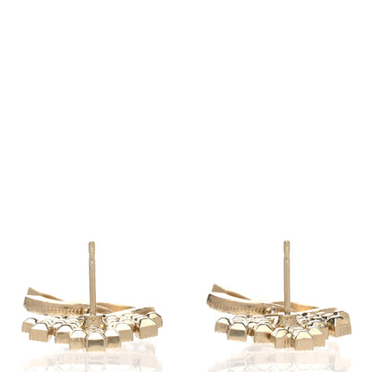 Chanel Resin Crystal Pearl CC Crown Drop Earrings Gold Black 3 of 5