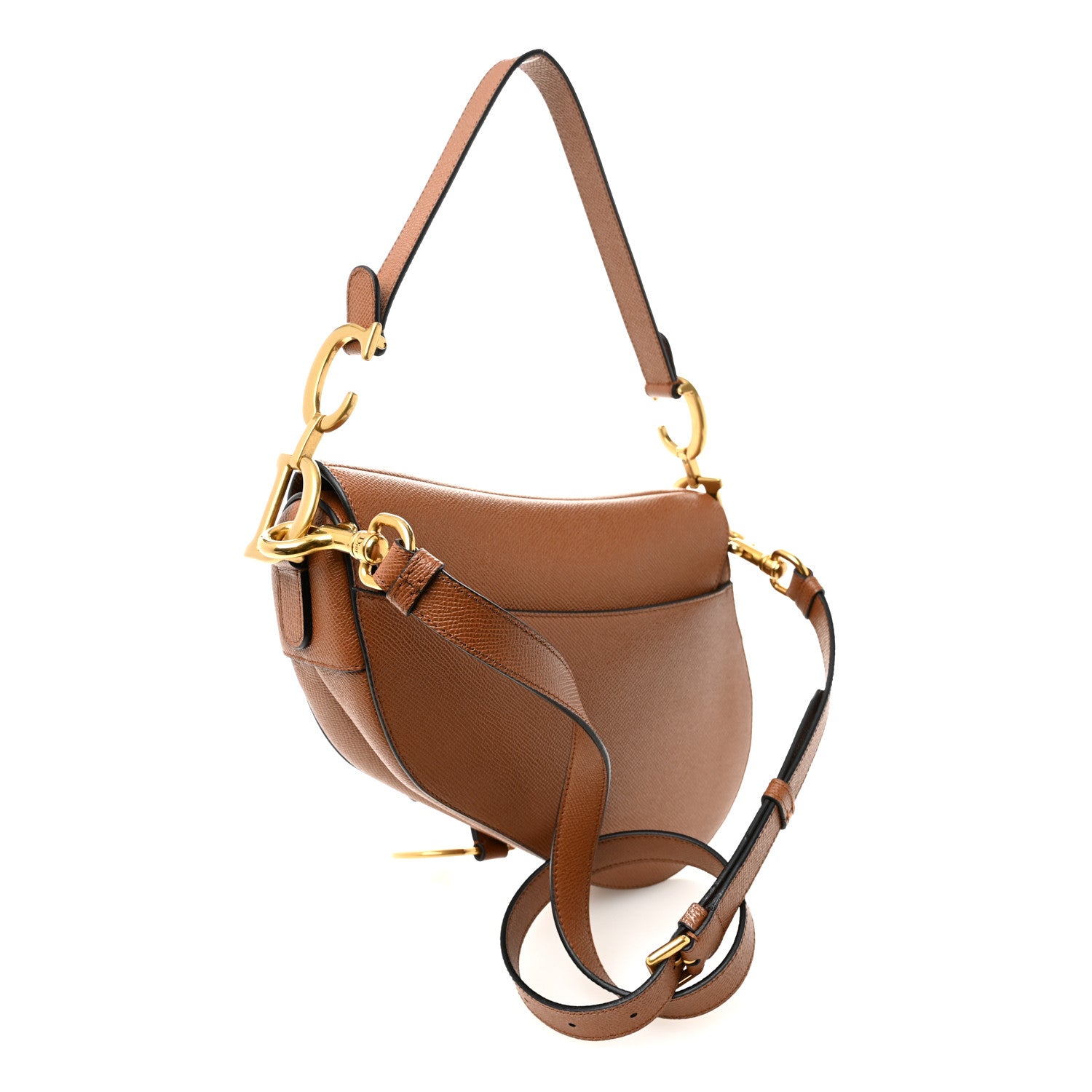 Christian Dior Grained Calfskin Saddle Bag With Strap Camello 3 of 11