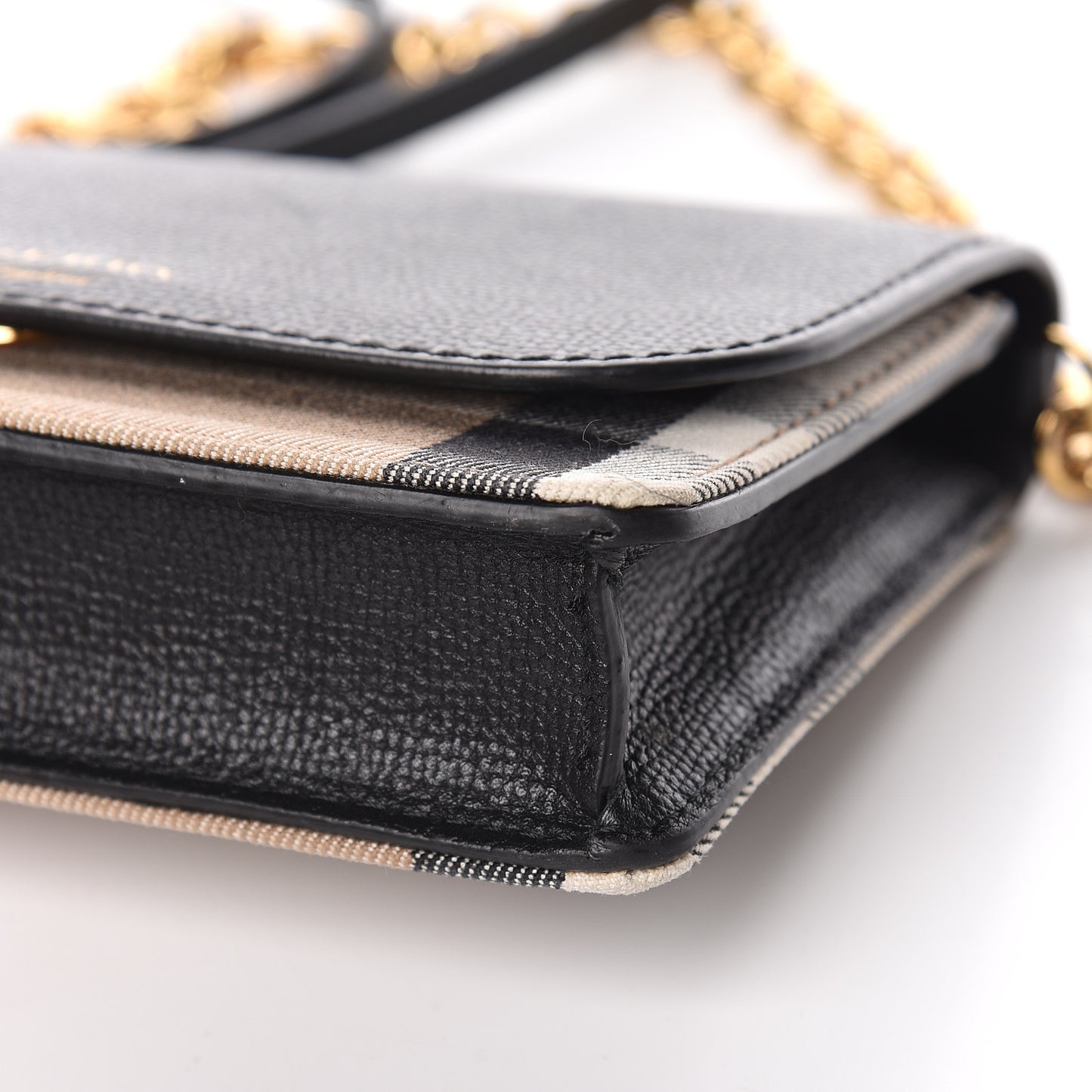 Derby Calfskin House Check Wallet On Chain Black