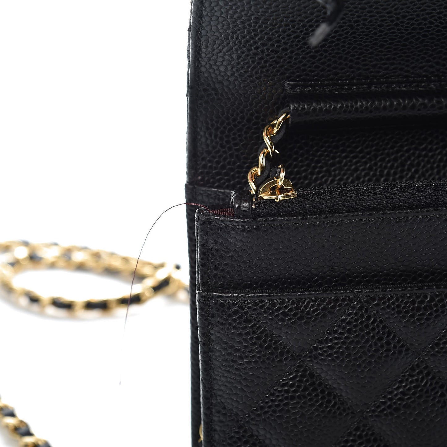 Caviar Quilted Wallet On Chain WOC Black