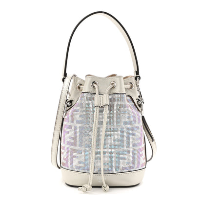 Fendi Crystal Vitello Laminato FF Mini Mon Tresor Bucket Bag Crystal Argento 1 of 10