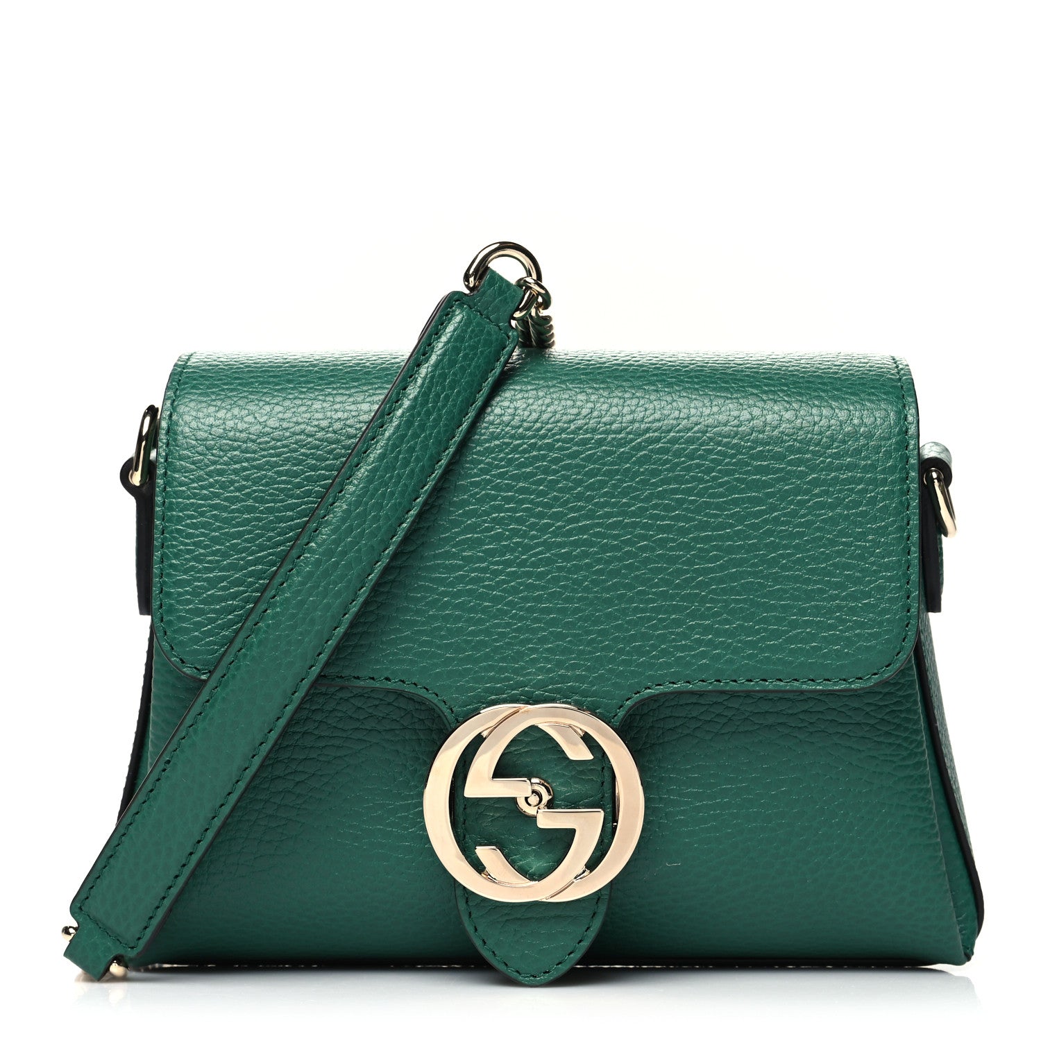 Gucci Dollar Calfskin Interlocking G Crossbody Bag Emerald 1 of 12