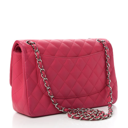 Chanel Lambskin Quilted Jumbo Double Flap Dark Pink 3 of 11