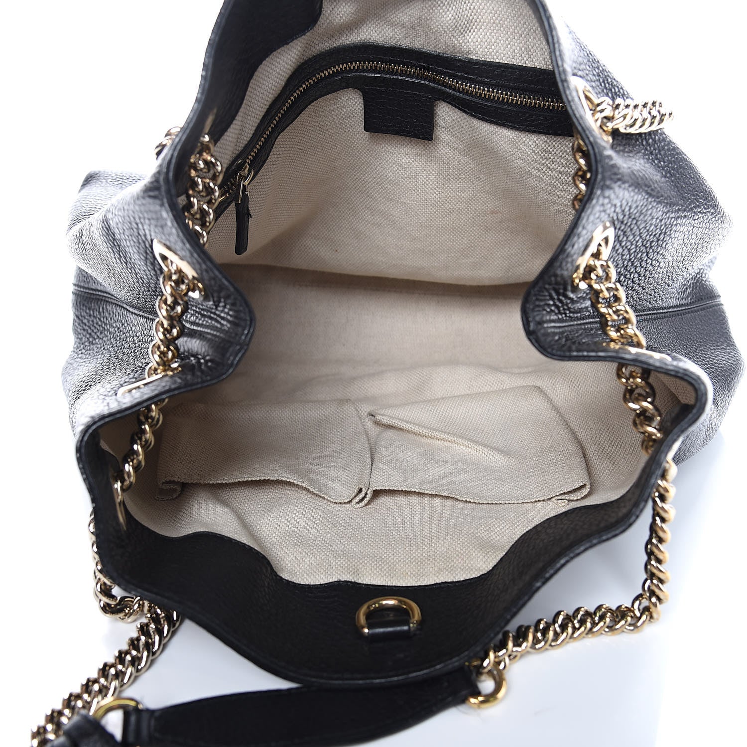 Gucci Pebbled Calfskin Medium Soho Chain Shoulder Bag Black 5 of 11