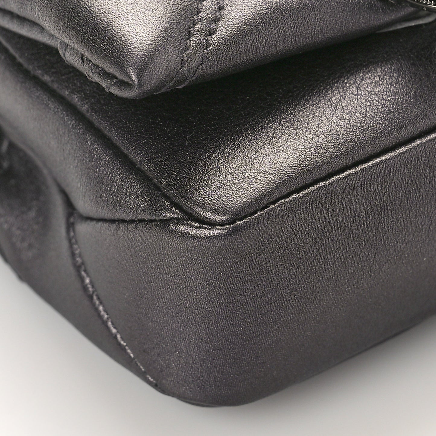 Metallic Calfskin Serpenti Cabochon Micro Bag Gray