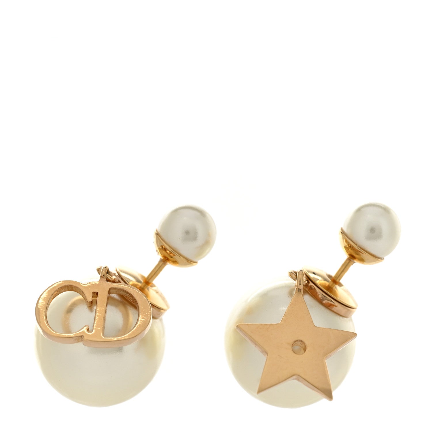 Christian Dior Pearl Mise En Dior Logo Tribal Earrings 1 of 4