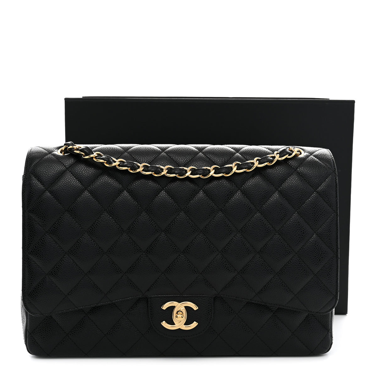 Caviar Quilted Maxi Double Flap Black