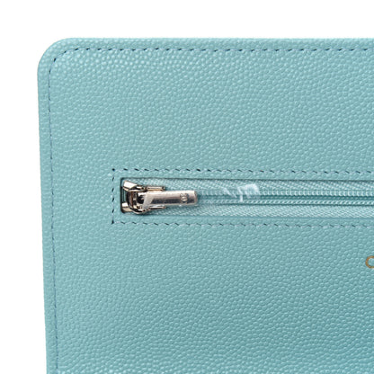 Chanel Caviar Quilted Wallet On Chain WOC Light Blue 9 of 13