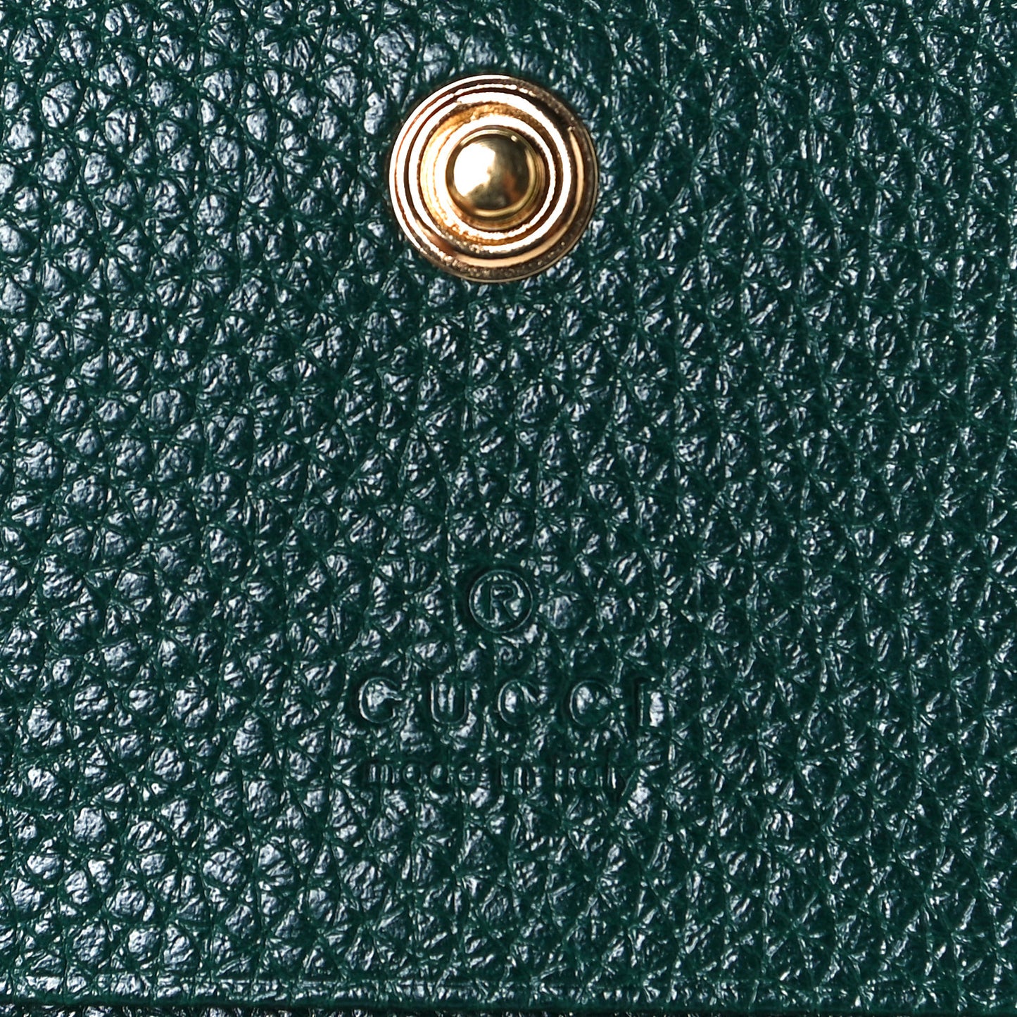 Grainy Calfskin Zumi Chain Card Case Wallet Vintage Green