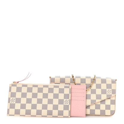 Louis Vuitton Damier Azur Pochette Felicie Chain Wallet Rose Ballerine 3 of 11