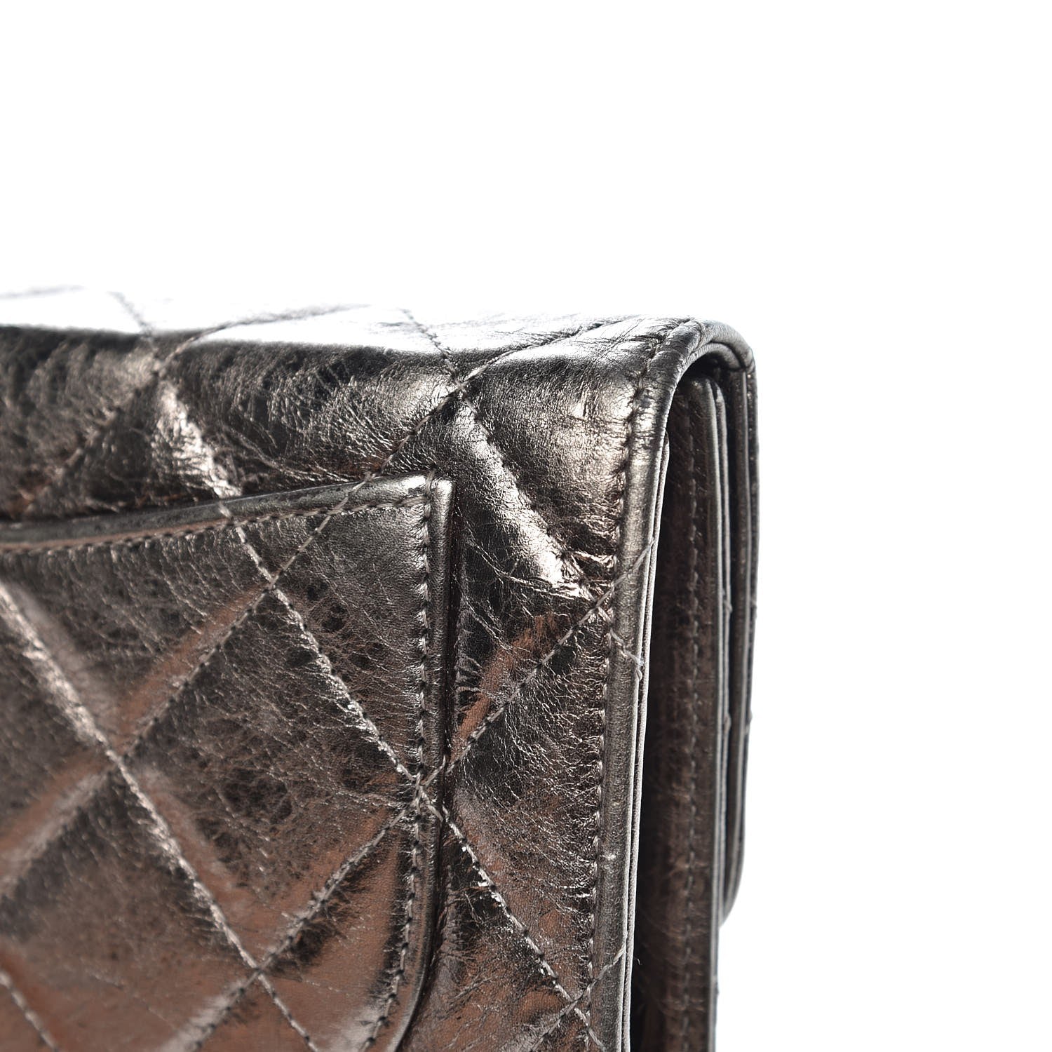 Chanel Metallic Aged Calfskin Quilted Reissue Long Flap Wallet Silver 12 of 13