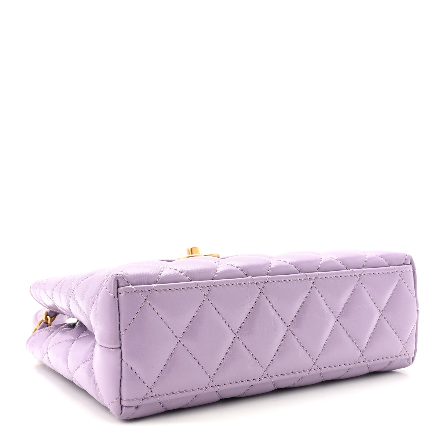 Chanel Shiny Aged Calfskin Quilted Nano Kelly Shopper Lilac 4 of 10