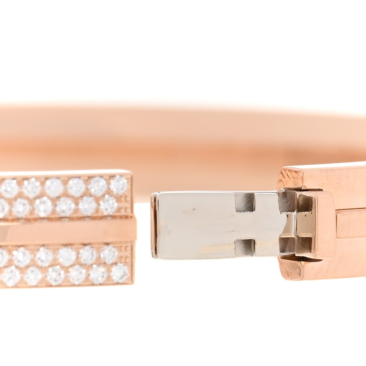 Tiffany 18K Rose Gold Diamond T Hinged Pave Bracelet 3 of 4