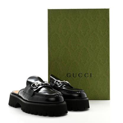 Gucci Cordovan Lux Womens Horsebit Platform Mules 38 Black 10 of 10
