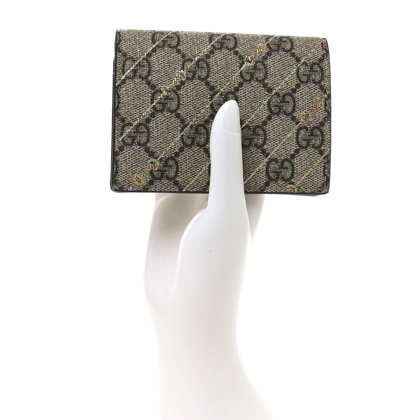 GG Supreme Monogram Calfskin Horsebit Print Card Case Beige Ebony Light Pink