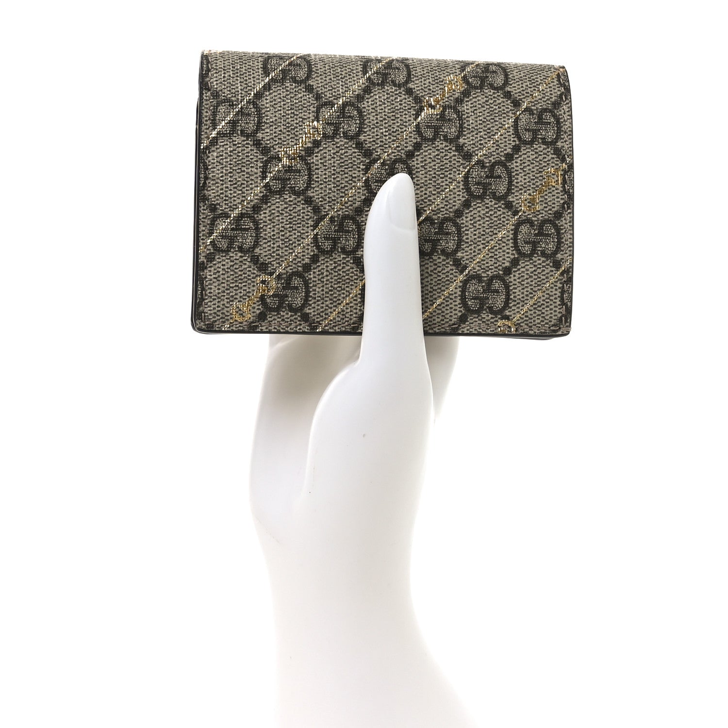 Gucci GG Supreme Monogram Calfskin Horsebit Print Card Case Beige Ebony Light Pink 2 of 8