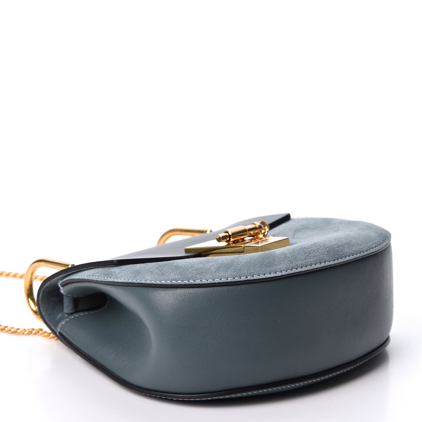 Suede Smooth Calfskin Mini Drew Shoulder Bag Cloudy Blue