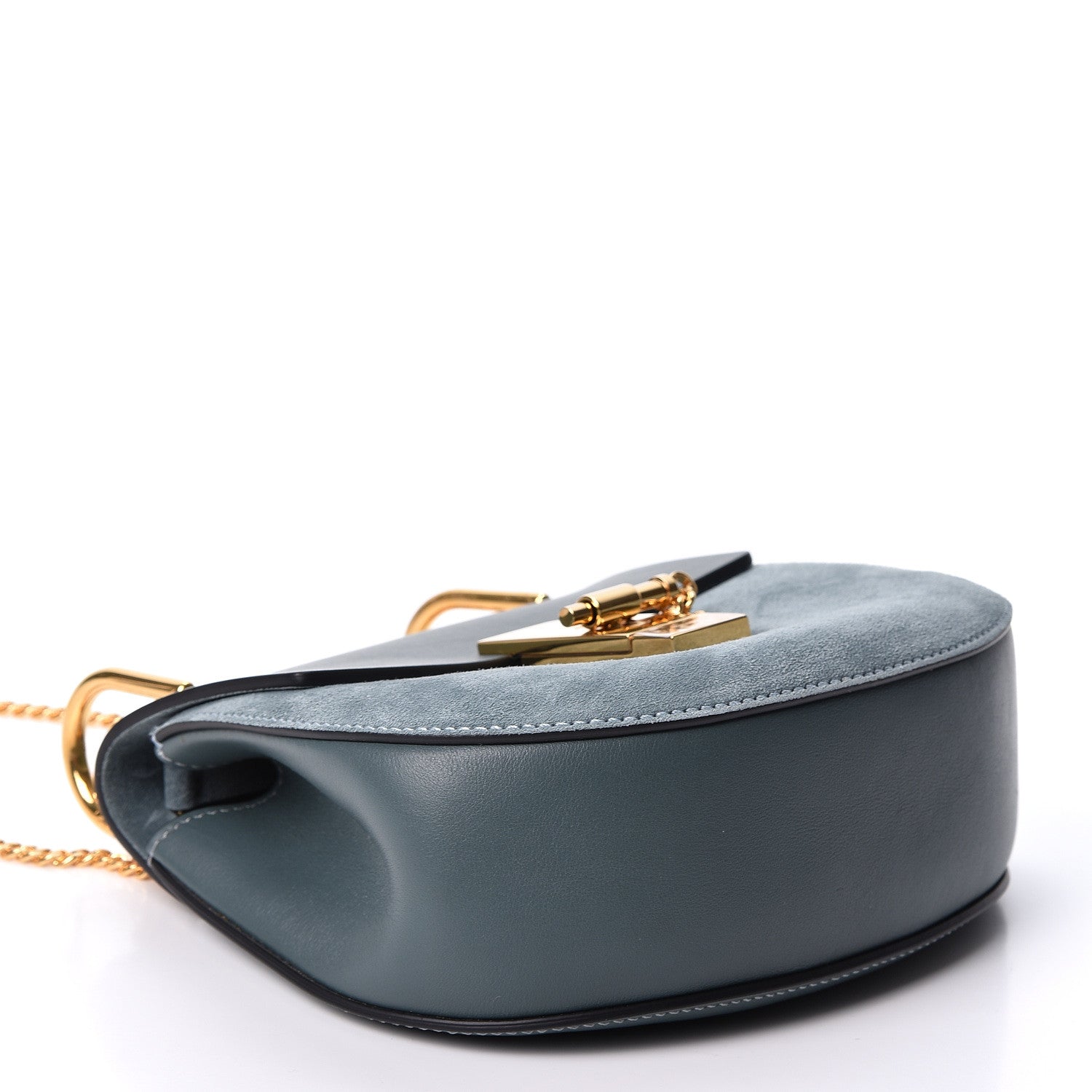 Chloe Suede Smooth Calfskin Mini Drew Shoulder Bag Cloudy Blue 3 of 8