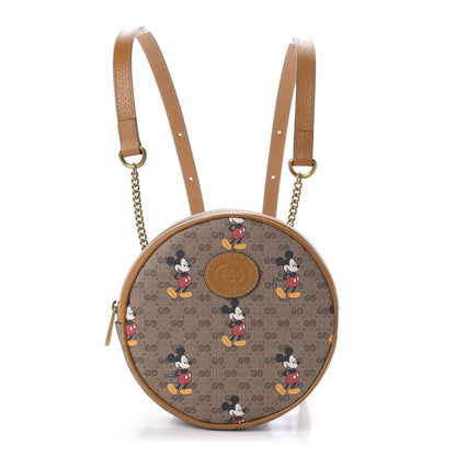 Gucci X DISNEY Mini Vintage GG Supreme Monogram Mickey Mouse Round Backpack Beige Vintage Sun Oil 1 of 10