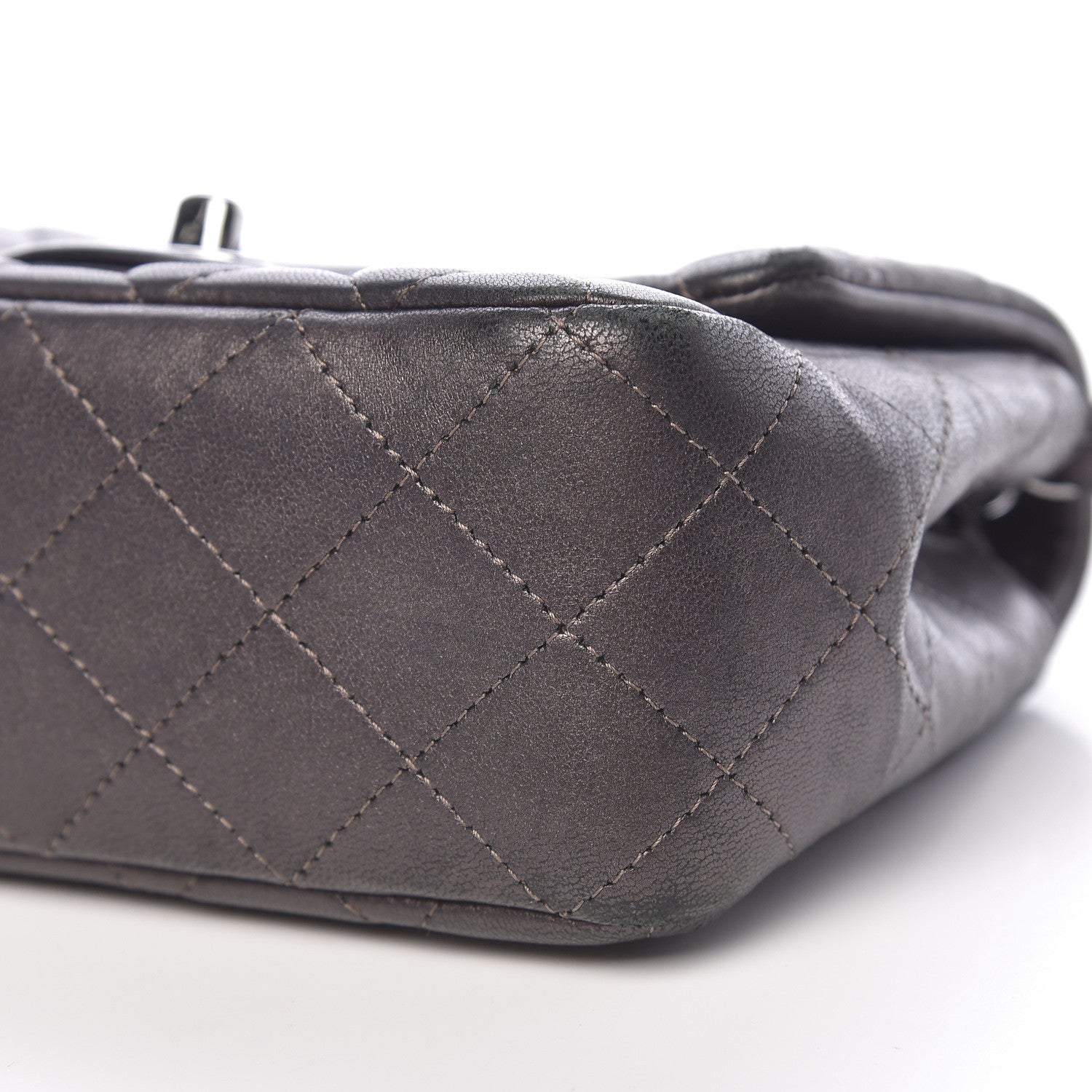 Chanel Metallic Lambskin Quilted Mini Square Flap Grey 6 of 19