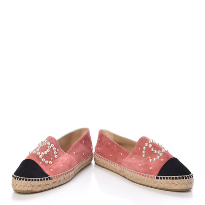 Chanel Suede Pearl CC Espadrilles 41 Pink 6 of 12