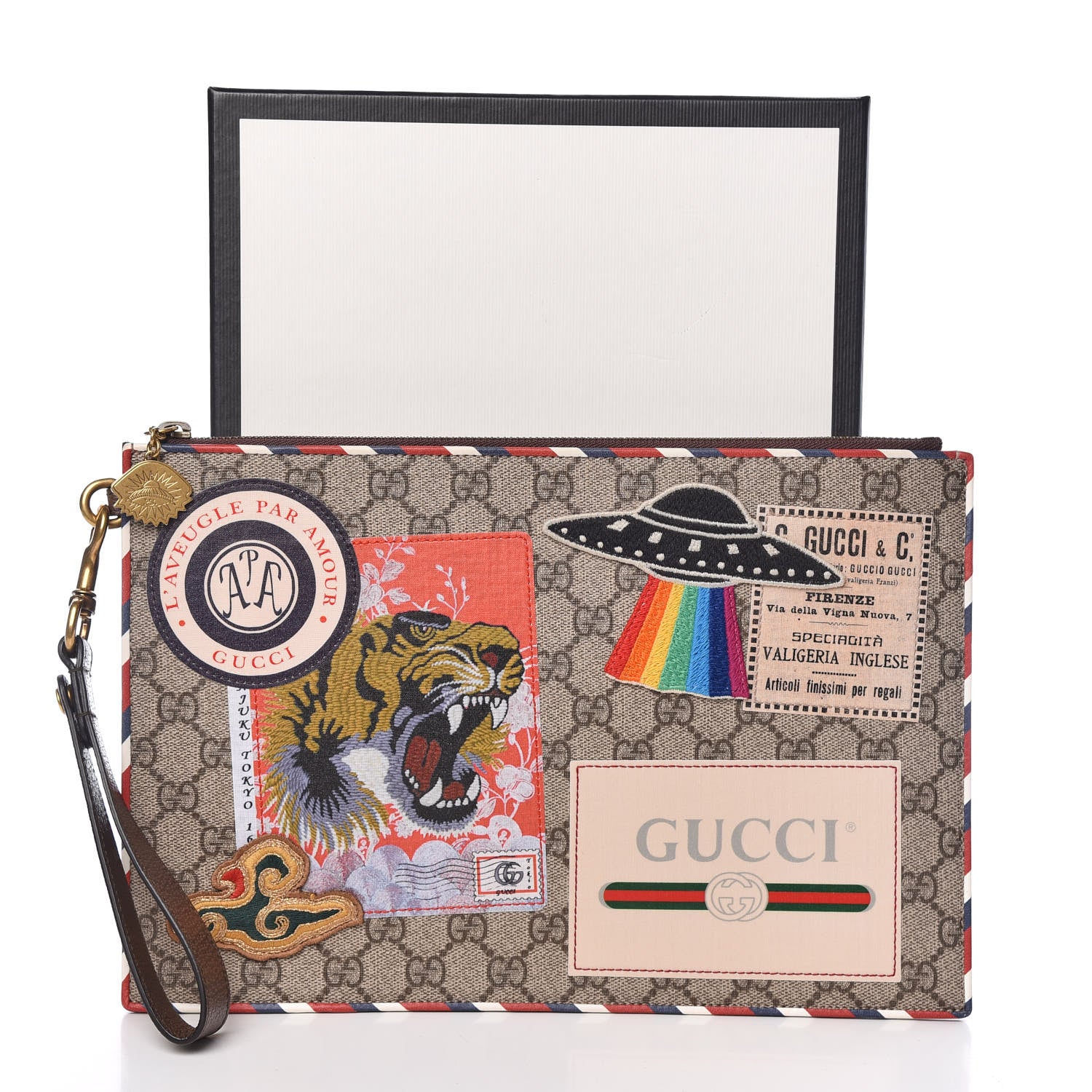 Gucci GG Supreme Monogram Courrier Documents Holder Beige New Acero 8 of 8