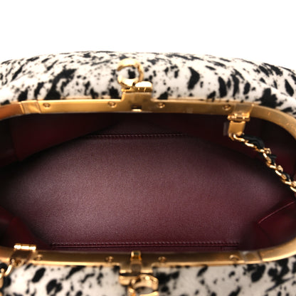 Chanel Lambskin Pony Hair Printed Clutch With Chain Black White 5 of 11